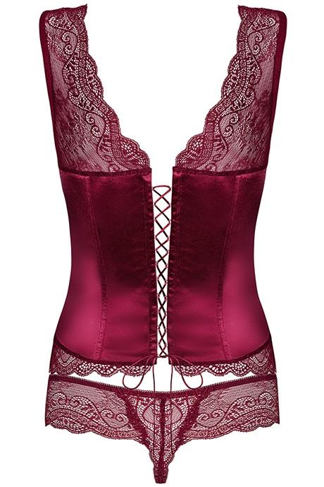 Комплект Obsessive Miamor corset Бордо