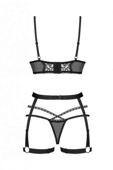 Комплект Obsessive Blomentis garter belt setЧорний