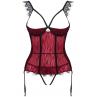 Комплект Obsessive Denissa corset Червоно-чорний