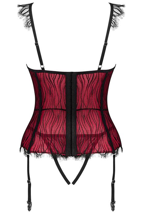 Комплект Obsessive Denissa corset Красно-черный