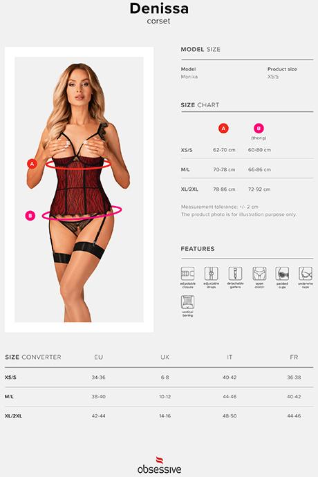 Комплект Obsessive Denissa corset Червоно-чорний