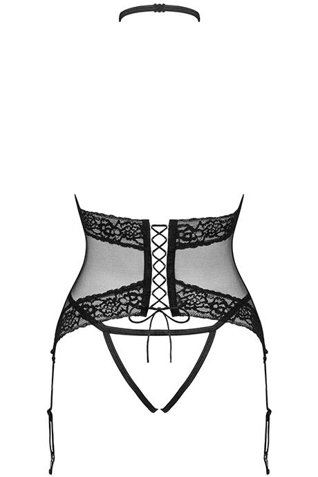 Комплект Obsessive Lanelia corset Чорний