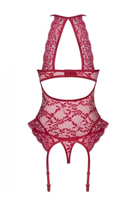 Комплект Obsessive Ivetta corset Бургунд