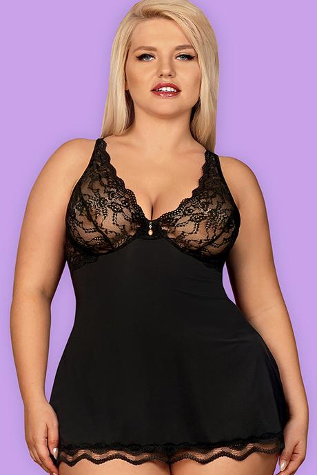 Розпродаж Комплект Obsessive Luvae babydoll чорний