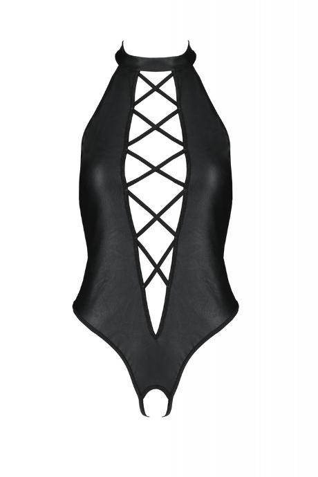 Розпродаж Боді з еко-шкіри Passion NANCY BODY чорний