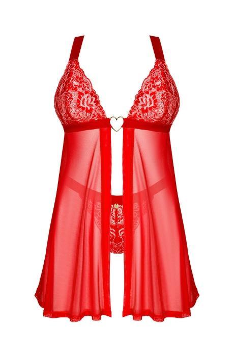 Розпродаж Obsessive ELIANES BABYDOLL сорочка та труси червоний