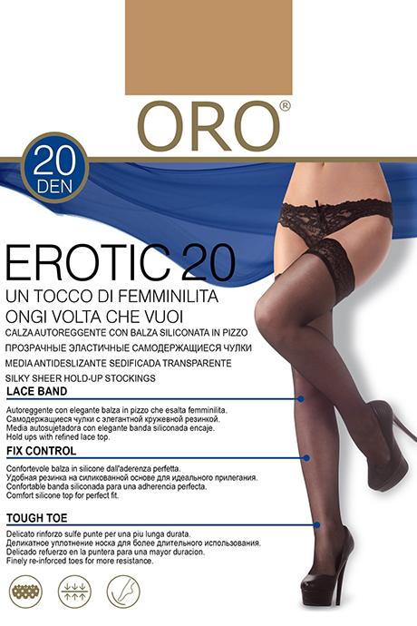 Панчохи ORO Erotic 20 den з мереживом, що самоутримується 9 см Тілесний темний