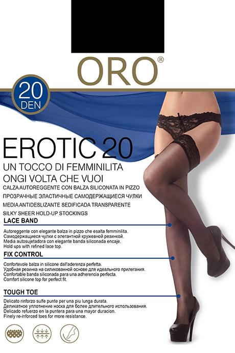 Чулки ORO Erotic 20 den с самоудерживающимся кружевом 9 см Черный