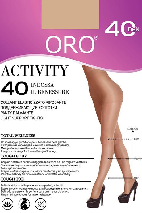 Колготки ORO Activity 40 den із ущільненими шортиками та профілактичним масажем Тілесний світлий