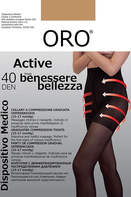 Колготки ORO Active 40 den с утягивающими шортиками и профилактическим массажем Телесный темный
