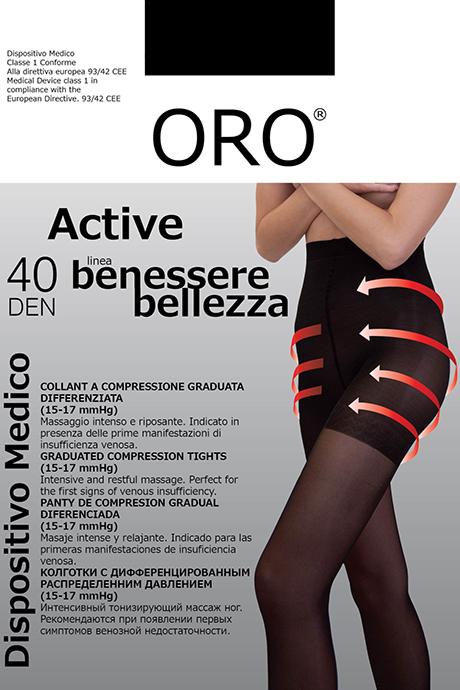 Колготки ORO Active 40 den з шортиками, що стягують, і профілактичним масажем Чорний