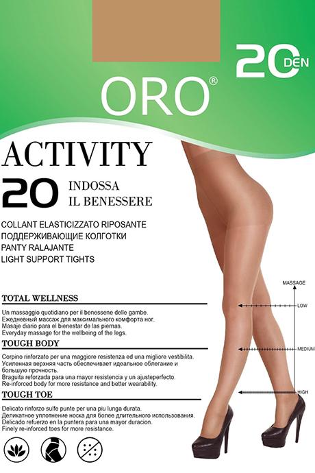 Колготки ORO Activity 20 den з ущільненими шортиками та профілактичним масажем Тілесний темний