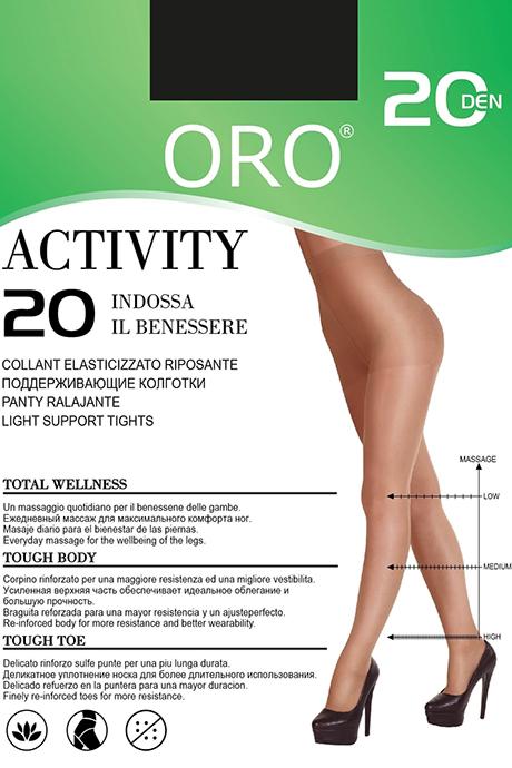 Колготки ORO Activity 20 den з ущільненими шортиками та профілактичним масажем Графіт
