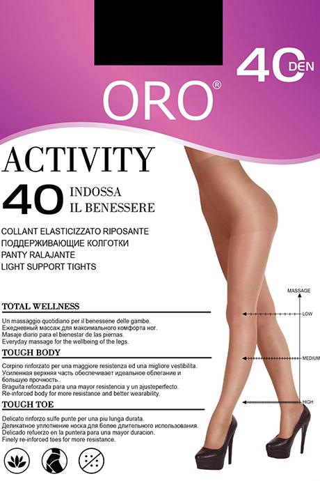 Колготки ORO Activity 40 den з ущільненими шортиками та профілактичним масажем Чорний
