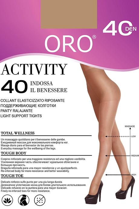 Колготки ORO Activity 40 den з ущільненими шортиками та профілактичним масажем Бронзовий