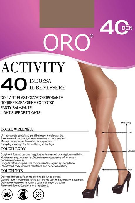 Колготки ORO Activity 40 den з ущільненими шортиками та профілактичним масажем Горіховий