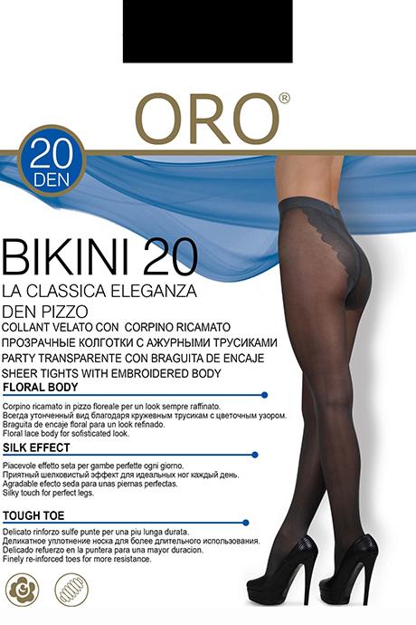 Колготки ORO Bikini 20 den з ажурними трусиками Чорний