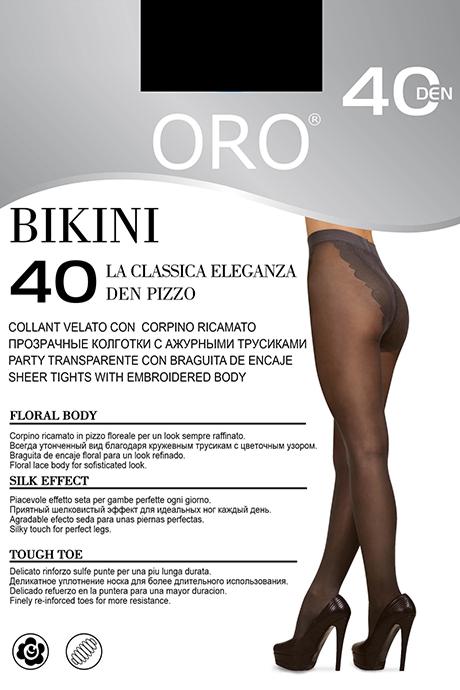 Колготки ORO Bikini 40 den з ажурними трусиками Чорний