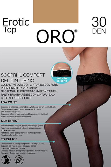 Колготки ORO Erotic Top 30 den без трусикової частини та із заниженою талією Тілесний темний