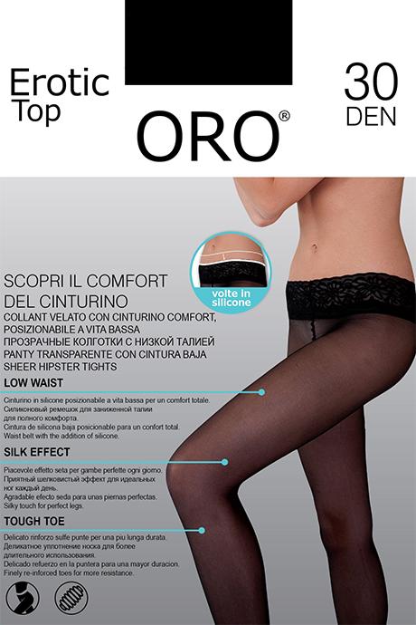 Колготки ORO Erotic Top 30 den без трусикової частини та із заниженою талією Чорний