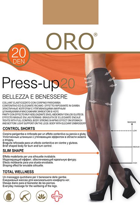 Колготки ORO Press-Up 20 den з шортиками, що стягують, і профілактичним масажем Тілесний темний