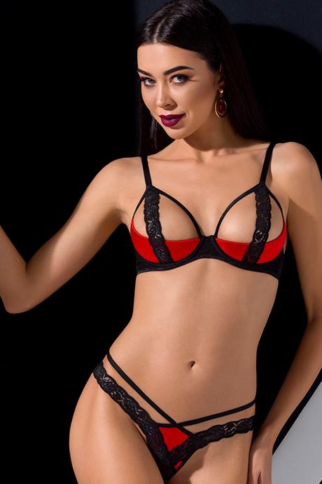 Комплект Passion Femmina bikini Красно-черный