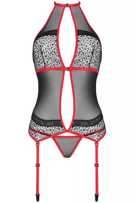 Комплект Passion Satara corset Черно-красный