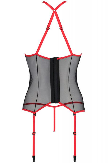 Комплект Passion Satara corset Чорно-червоний