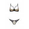 Еротичний комплект Passion MARINA SET WITH OPEN BRA beige відкриті чашки бежевий колір