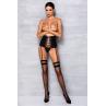 Пояс-корсет з екошкіри Passion CELINE SET black шнурівка знімні пажі для панчіх стрінги чорний колір