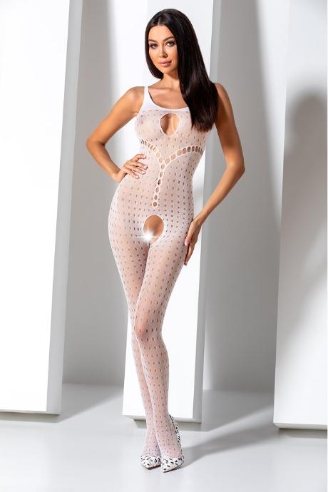 Бодистокинг Passion BS078 white комбинезон сеточка