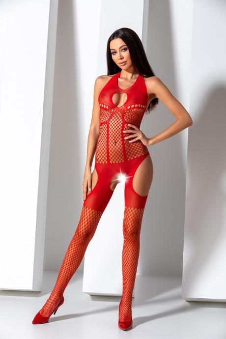 Бодистокинг Passion BS079 red комбинезон сеточка