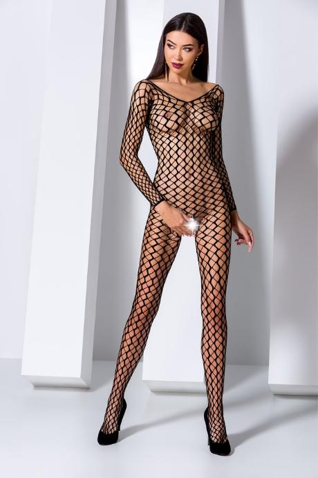 Бодистокинг Passion BS068 black комбинезон сеточка