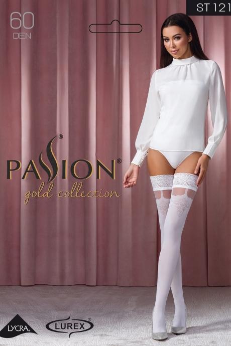 Чулки Passion ST121 на силиконовой резинке white