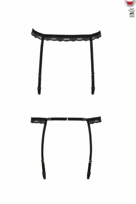 Пояс стрепи для панчіх Passion Exclusive SHELLY GARTER BELT чорний колір