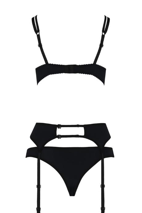 Комплект білизни Passion Exclusive FLORIS SET чорний колір