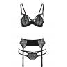 Комплект белья Passion Exclusive FLORIS SET черный
