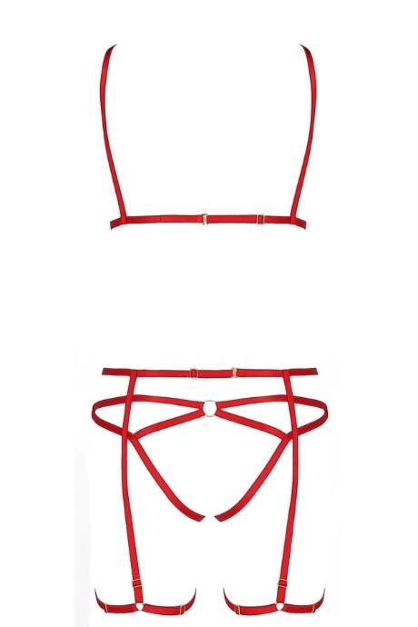Комплект білизни Passion Exclusive MAGALI SET OpenBra червоний колір