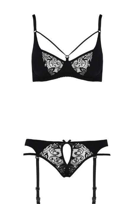 Комплект білизни Passion PAULINE SET black чорний колір