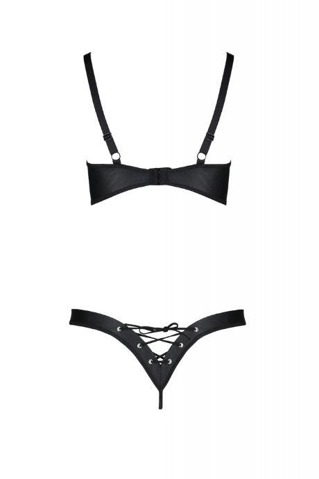 Комплект з екошкіри Passion CELINE BIKINI чорний колір