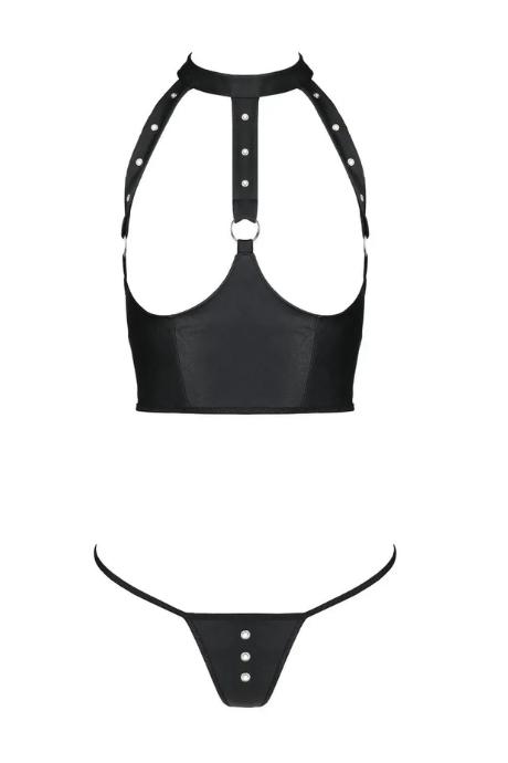 Комплект Passion GENEVIA SET WITH OPEN BRA чорний колір