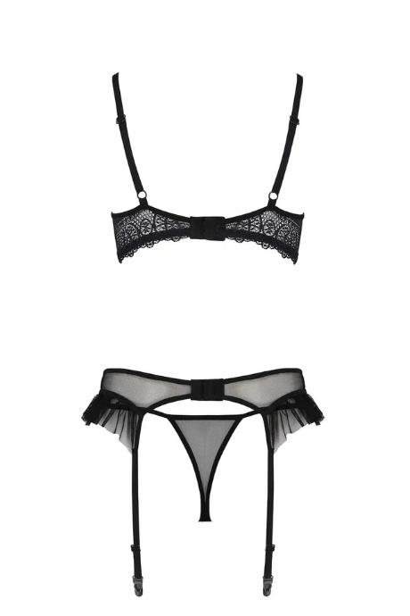 Комплект Passion KERRIA SET WITH OPEN BRA чорний колір