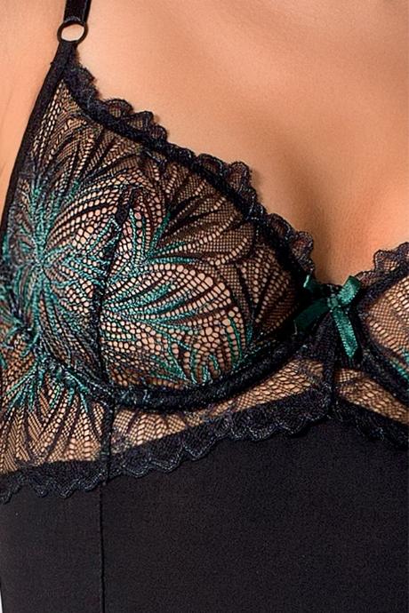 Корсет з пажами Passion Exclusive FLORIS CORSET чорний колір