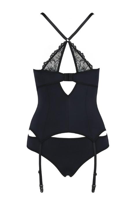 Корсет з пажами Passion Exclusive FLORIS CORSET чорний колір