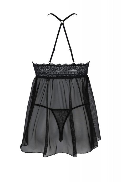 Пеньюар Passion KERRIA CHEMISE чорний колір