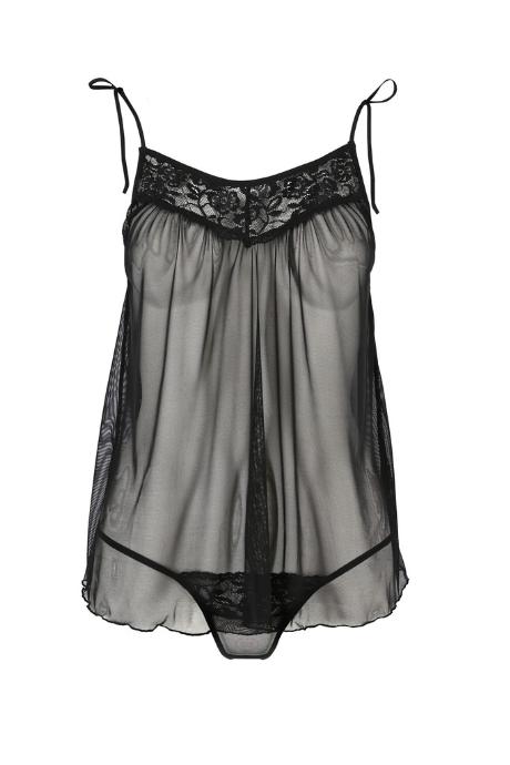 Сорочка бебідолл Passion MELANIA CHEMISE black чорний колір