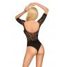 Боди Penthouse All The Way Black открытая спинка рукава низ в виде высоких трусиков танга