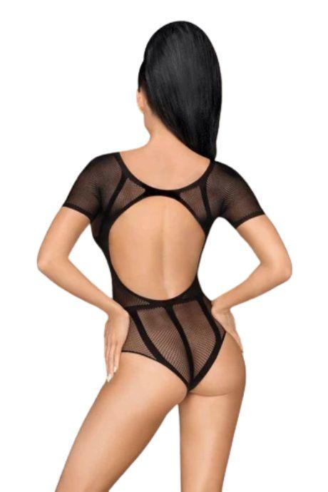 Боди Penthouse Be Mine Black вырез на спинке имитация стреп в виде геометрического рисунка