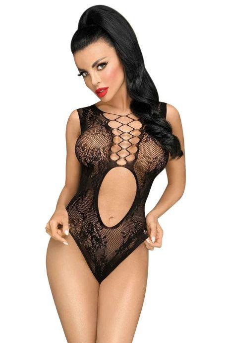 Боди Penthouse Devils Advocate Black вырез на животике имитация плетения