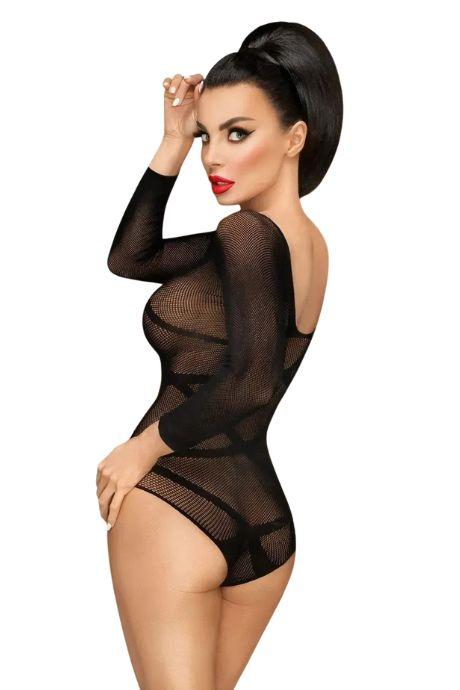 Боди Penthouse High On Love Black глубокий вырез на спине имитация стреп